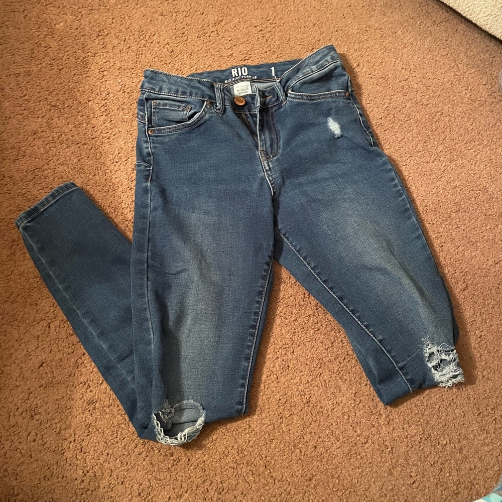 Women's Mid Rise Push Up Blue Jeans